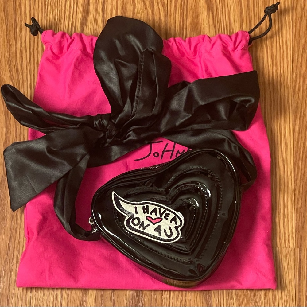 Betsey Johnson Heart-Shaped Black Crossbody Bag Valentine's
